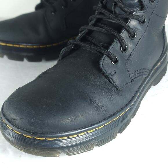 Dr. Martens Combs US M8/L9 Black Leather 8 Eyelets Lace-Up Ankle Combat Boots main image 13